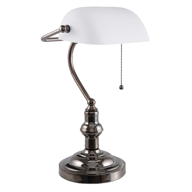 LumiLamp Schreibtischlampe Bankerslampe 27x23x42 cm  Weiß Eisen Glas