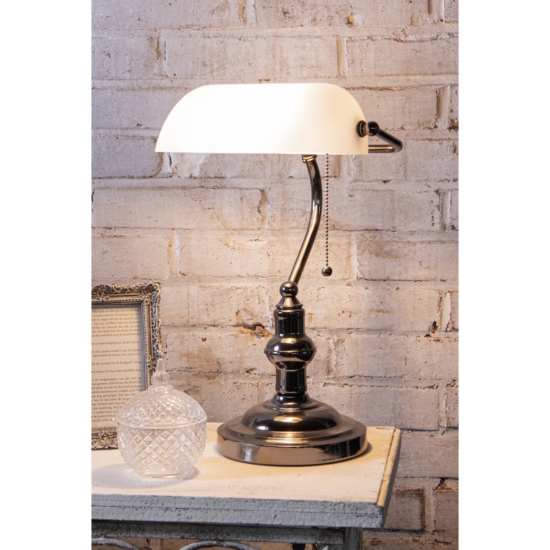 LumiLamp Lampe de bureau Lampe de banquier 27x23x42 cm  Blanc Fer Verre