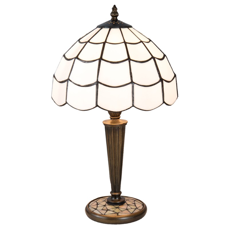 LumiLamp Lampe de table Tiffany Ø 25x43 cm Blanc Brun