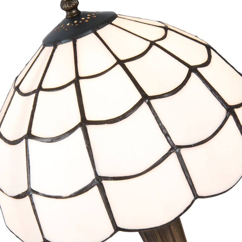 LumiLamp Lampada da tavolo Tiffany Ø 25x43 cm Bianco Marrone  Vetro