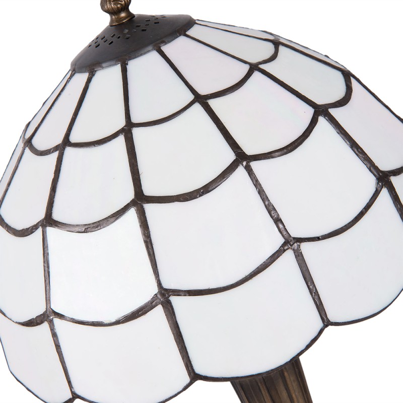 LumiLamp Tiffany Tischlampe Ø 25x43 cm Weiß Braun Glas