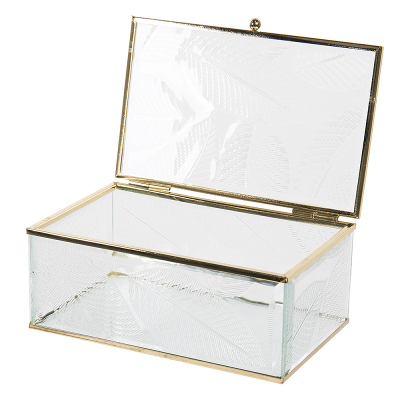 Clayre & Eef Jewellery Box 17x10x7 cm Glass Rectangle