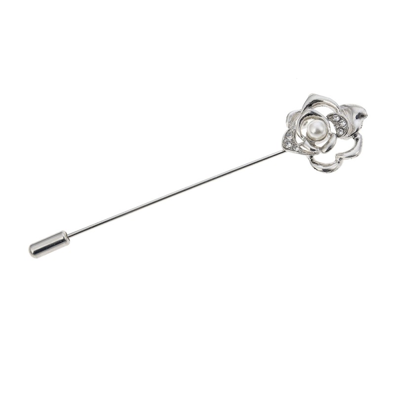 Juleeze Damenbroche 2x1x8 cm Silberfarbig Metall Blume