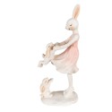 Clayre & Eef Statuetta Coniglio 9x6x22 cm Rosa Beige Poliresina