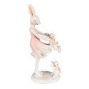 Clayre & Eef Figur Kaninchen 9x6x22 cm Rosa Beige Polyresin