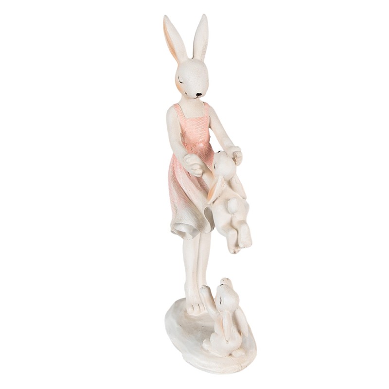 Clayre & Eef Figurine Lapin 9x6x22 cm Rose Beige Polyrésine