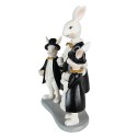 Clayre & Eef Figur Kaninchen 16x8x21 cm Schwarz Weiß Polyresin