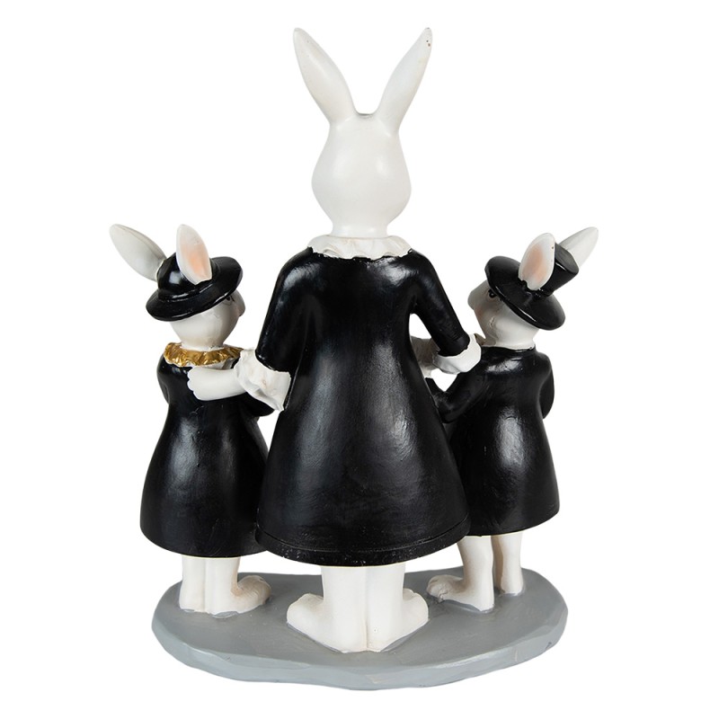 Clayre & Eef Figurine Rabbit 16x8x21 cm Black White Polyresin