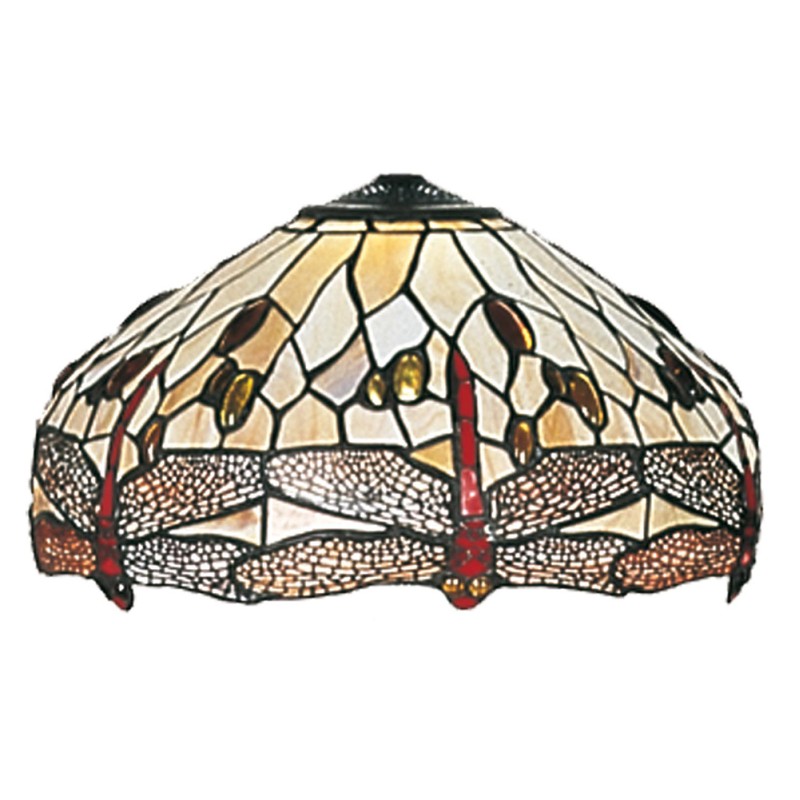 LumiLamp Lampshade Tiffany Ø 40 cm Brown Beige Glass Dragonfly