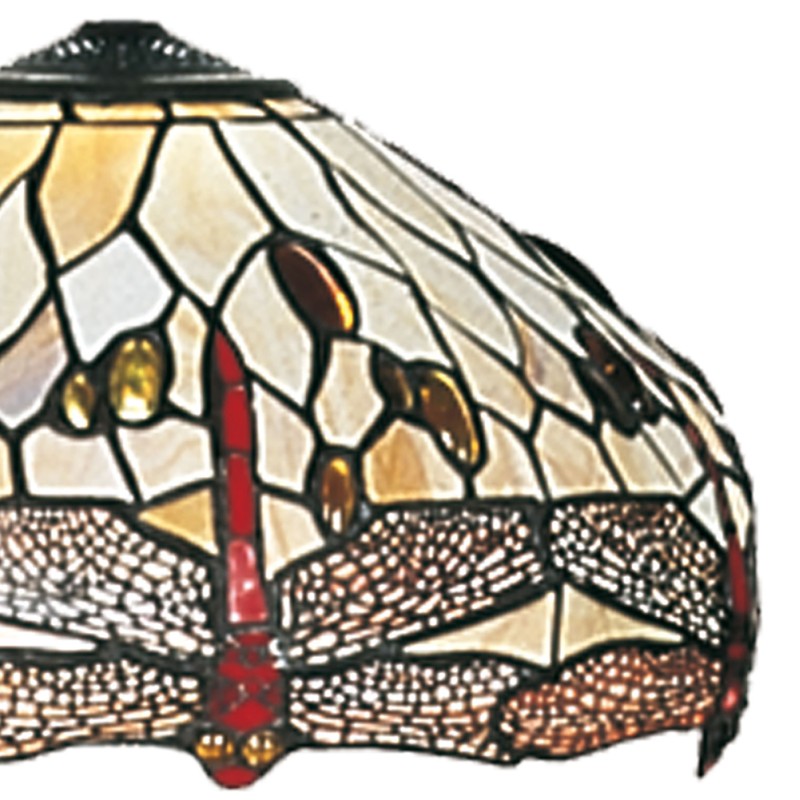 LumiLamp Lampshade Tiffany Ø 40 cm Brown Beige Glass Dragonfly