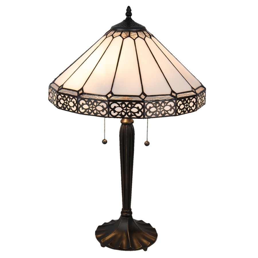 LumiLamp Lampe de table Tiffany 25x25x42 cm Vert Rouge Polyrésine Verre  Libellule