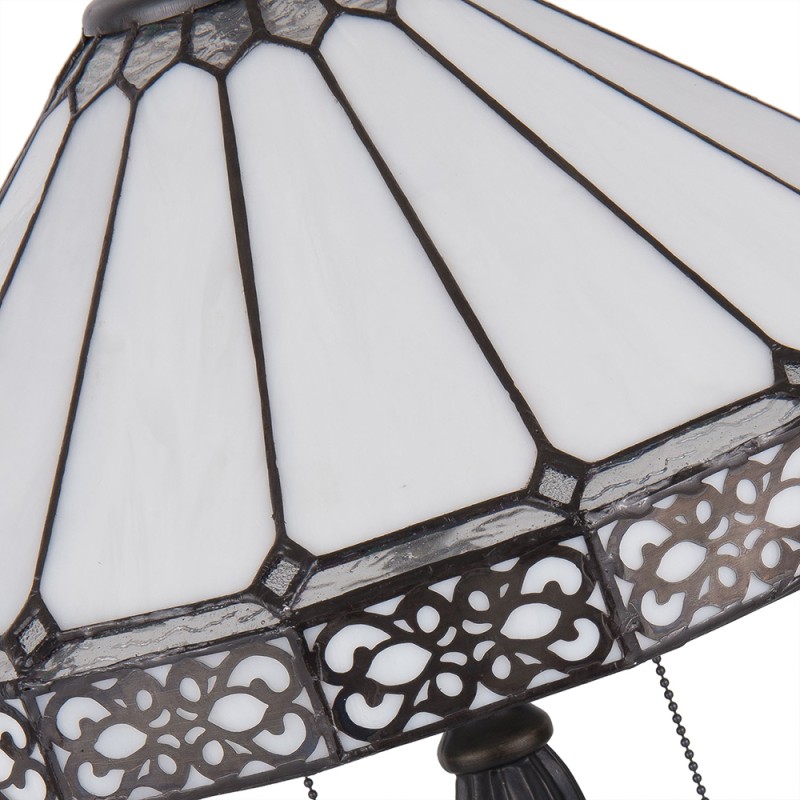 LumiLamp Lampe de table Tiffany Ø 41x62 cm Beige, Marron Vitrail