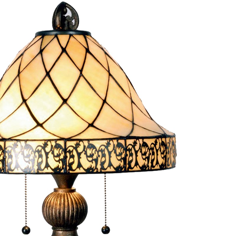 LumiLamp Lampada da tavolo Tiffany Ø 36x62 cm  Beige Marrone  Vetro Triangolo