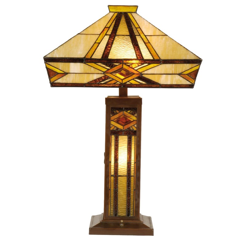 LumiLamp Lampe de table Tiffany 42x42x71 cm Beige, Marron Vitrail