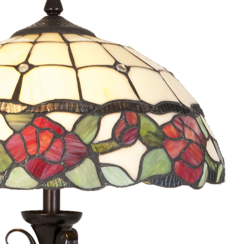 LumiLamp Lampada da tavolo Tiffany Ø 35x61 cm  Beige Verde Vetro Rosa