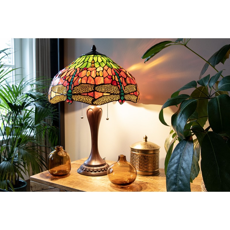 LumiLamp Lampenfuß Tischlampe Tiffany Ø 17x60 cm  Braun Kunststoff