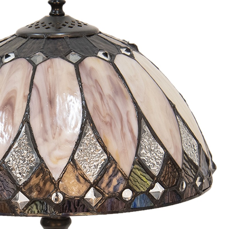 LumiLamp Lampada da tavolo Tiffany Ø 30x46 cm  Beige Marrone  Vetro