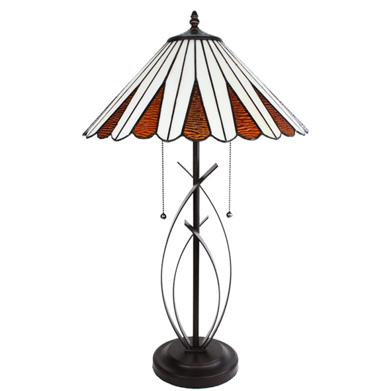 LumiLamp Table Lamp Tiffany Ø 41x69 cm Beige Brown Glass Round