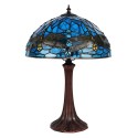 LumiLamp Lampe de table Tiffany Ø 31x43 cm  Bleu Métal Verre Libellule