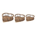 Clayre & Eef Storage Basket Set of 3 Heart 33x33x10 Brown Wood Metal Heart-Shaped