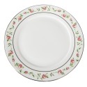 Clayre & Eef Piatto per la colazione Ø 21 cm Bianco Rosa  Porcellana Rotondo Fiori