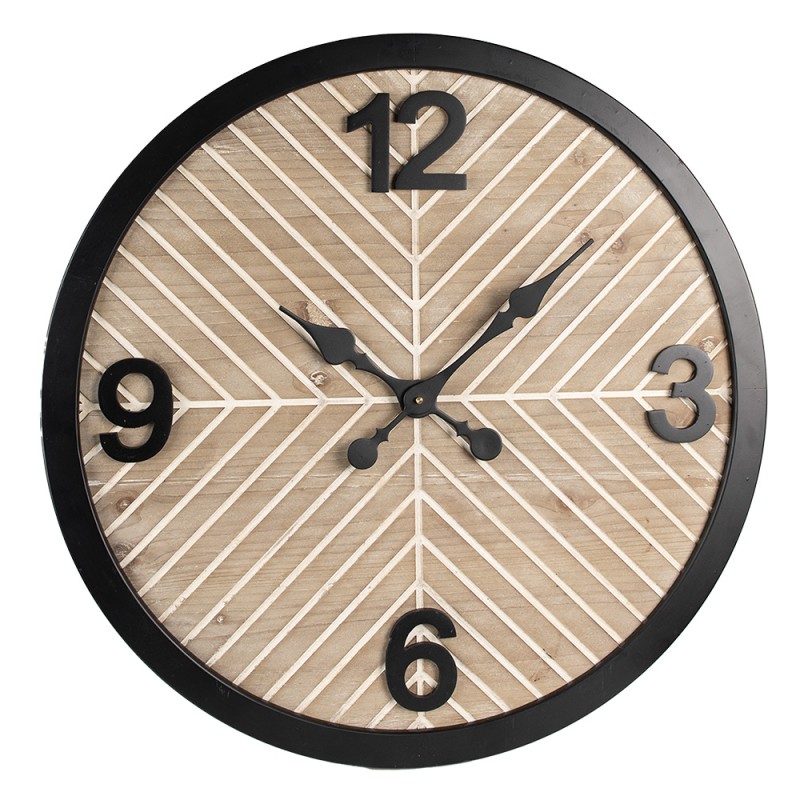 Clayre & Eef Wall Clock Ø 64 cm  Brown Black Wood Metal