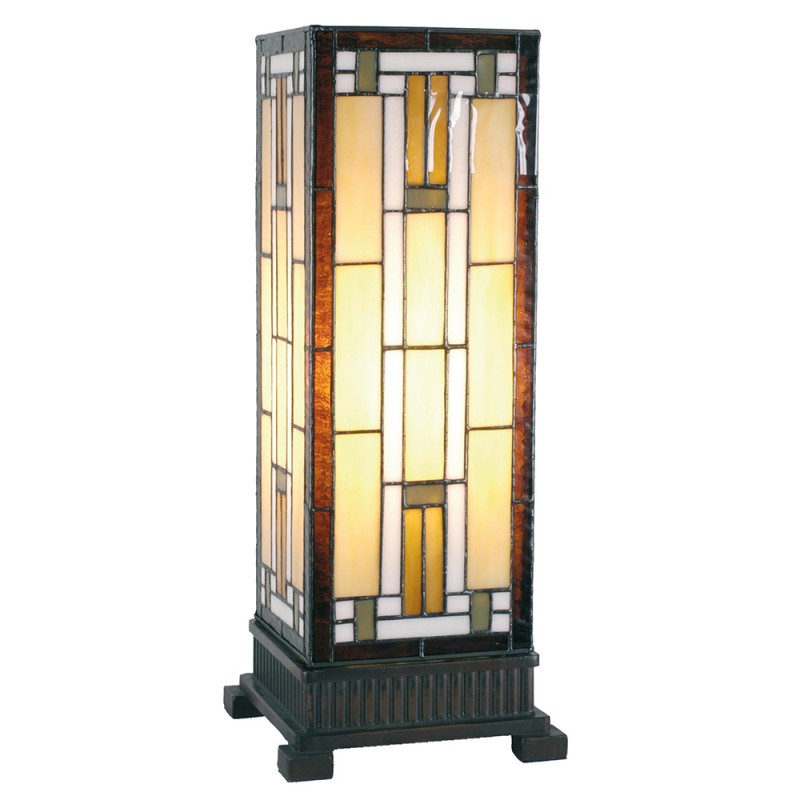 LumiLamp Table Lamp Tiffany 18x45 cm  Brown Beige Glass Square