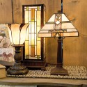 LumiLamp Lampe de table Tiffany 18x45 cm  Marron Beige Verre Carré