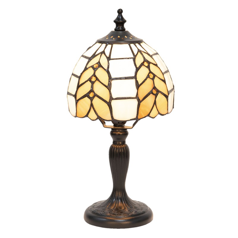 LumiLamp Lampe de table Tiffany Ø 14x29 cm  Beige Blanc Verre