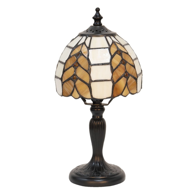 LumiLamp Lampe de table Tiffany Ø 14x29 cm  Beige Blanc Verre