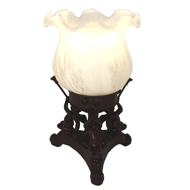 LumiLamp Tischlampe Blume Ø 12x20 cm  Weiß Kunststoff Glas