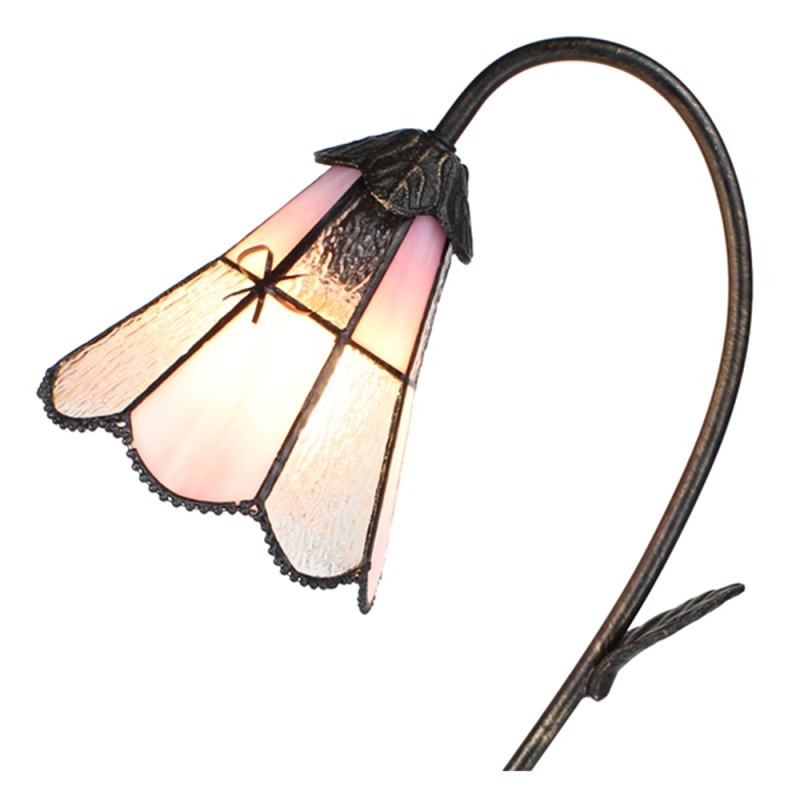 LumiLamp Lampe de table Tiffany 48 cm Marron Rose Verre