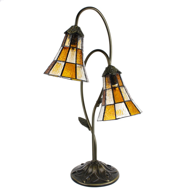 LumiLamp Lampada da tavolo Tiffany 35x18x61 cm  Beige Marrone  Plastica Vetro