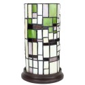 LumiLamp Tiffany Tischlampe Ø 15x26 cm  Beige Grün Glas Kunststoff Rund