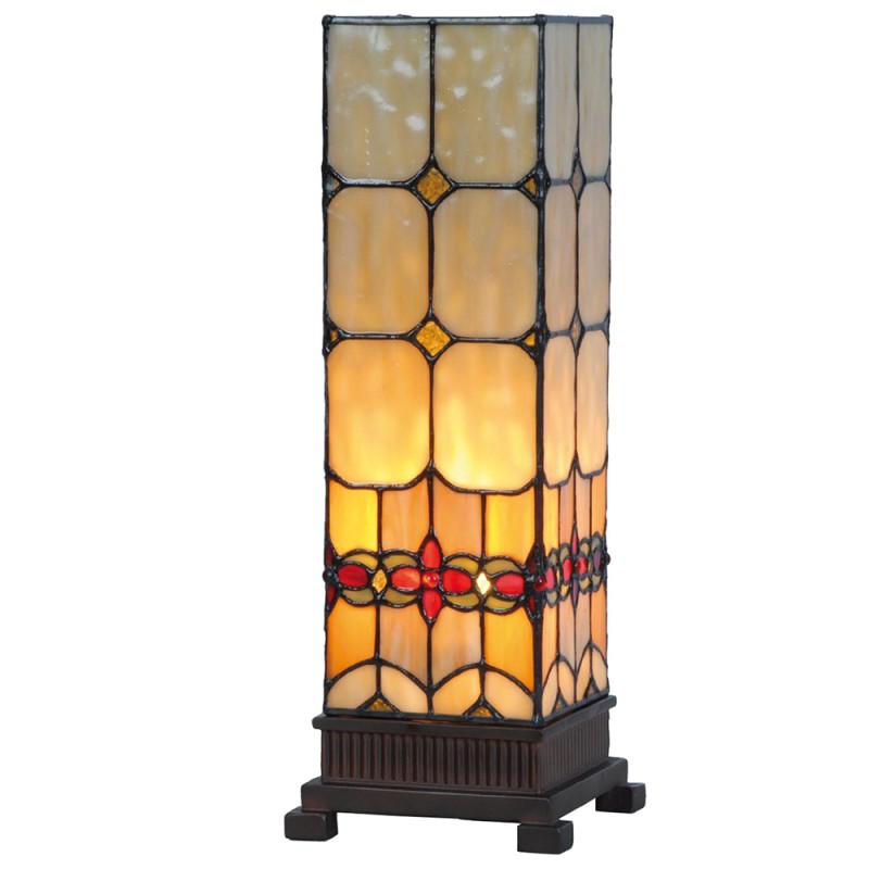 LumiLamp Table Lamp Tiffany 12x12x35 cm  Yellow Glass Rectangle