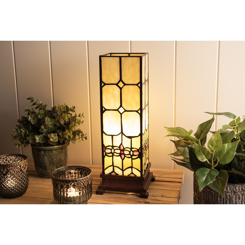 LumiLamp Lampe de table Tiffany 12x12x35 cm  Jaune Verre Rectangle
