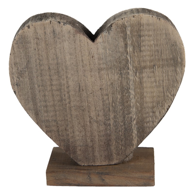 Clayre & Eef Figurine Heart 19x7x19 cm Brown Wood Heart-Shaped