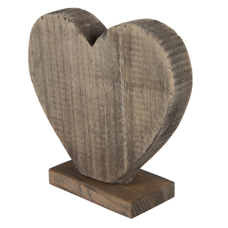Clayre & Eef Figurine Coeur 19x7x19 cm Marron Bois En forme de coeur