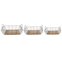 Clayre & Eef Opbergmand Set van 3  35x25x11 cm Grijs Bruin Ijzer Hout