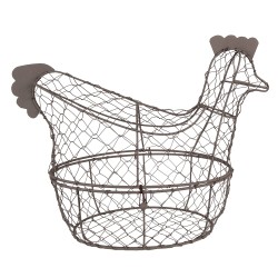 Clayre & Eef Cestino per uova Pollo 38x21x30 cm Marrone Ferro