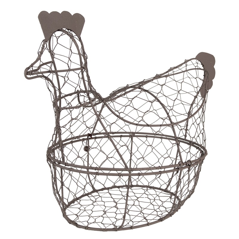 Clayre & Eef Cestino per uova Pollo 38x21x30 cm Marrone Ferro