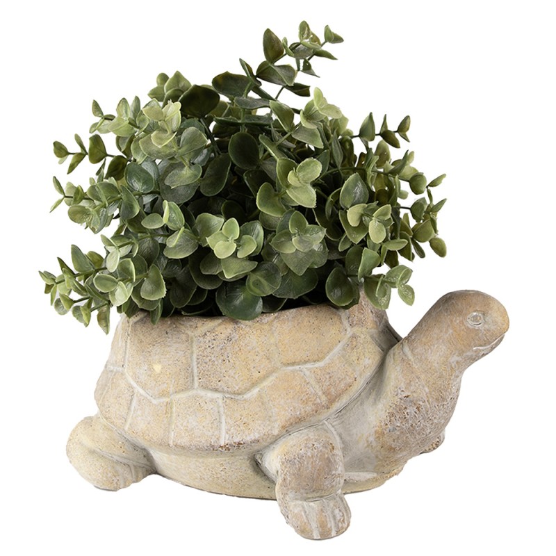 Clayre & Eef Pot de fleurs Tortue 22x16x10 cm Beige Pierre