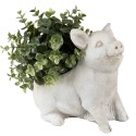 Clayre & Eef Pot de fleurs Cochon 24x13x20 cm Gris Pierre