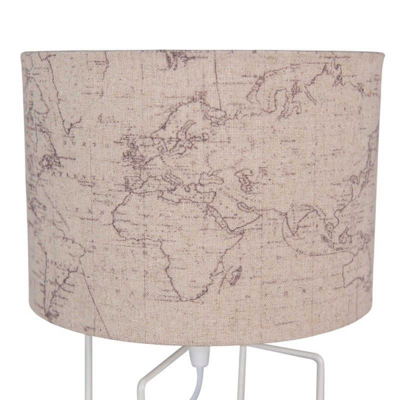 Clayre & Eef Lampe de table Ø 22x34 cm  Beige Blanc Fer Textile