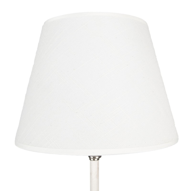 Clayre & Eef Table Lamp Ø 18x44 cm  White Silver colored Iron Textile