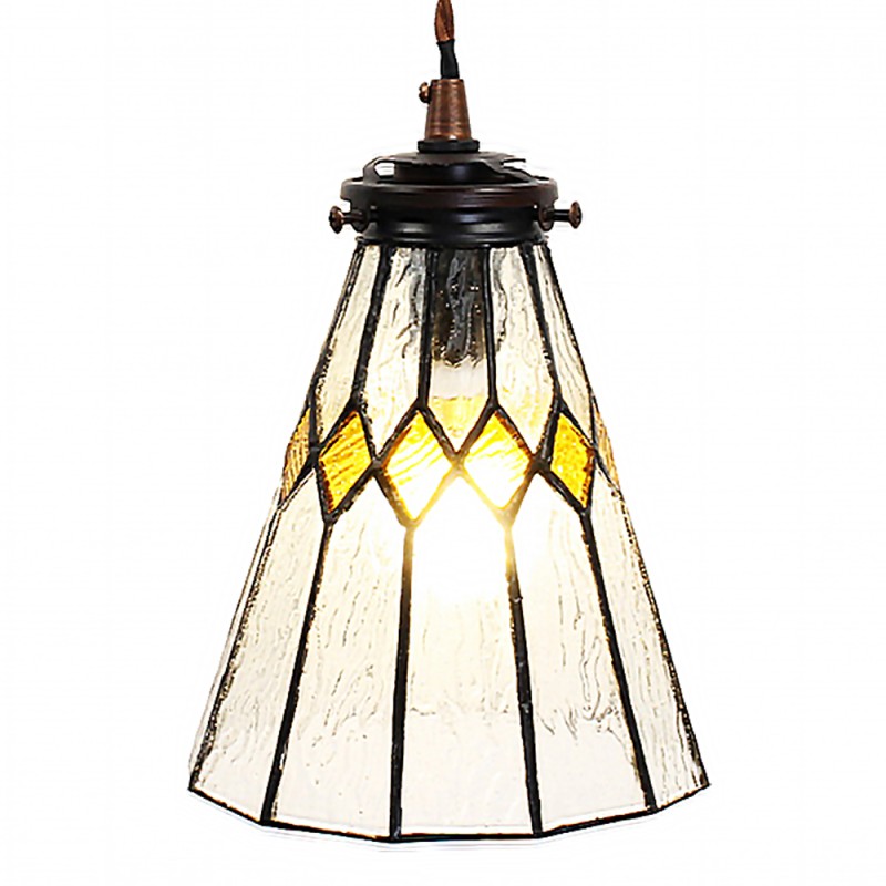 LumiLamp Lampada a Sospensione Tiffany Ø 15x115 cm  Trasparente Vetro Metallo Rotondo