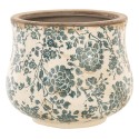 2Clayre & Eef Plant Pot Ø 18x15 cm Beige Green Ceramic Round