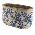 Clayre & Eef Pot de fleurs 22x10x12 cm Bleu Blanc Céramique Fleurs