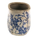 Clayre & Eef Pot de fleurs 22x10x12 cm Bleu Blanc Céramique Fleurs