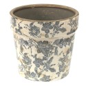 Clayre & Eef Pot de fleurs Ø 16x15 cm Gris Beige Céramique Fleurs